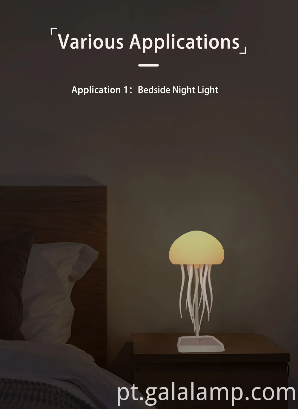 Lâmpada de mesa de água-viva moderna com luz noturna de mudança de cor ajustável